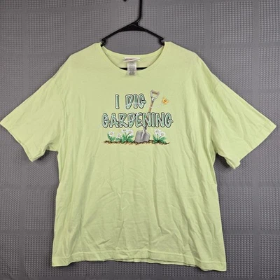 Morning Sun I Dig Gardening Womens Vintage Green Short Sleeve T Shirt Size XL - Image 1 of 4