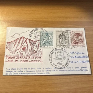 BUSTA PRIMO GIORNO FDC COLLEZIONE CAVA DI MICHELANGELO MONTE ALTISSIMO 1589 MT. - Imagen 1 de 2