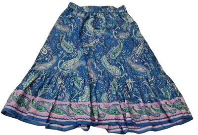 Maxi Falda TALBOTS Azul Floral Estampado Paisley Fluida Línea A Talla Mediana Foto 1 de 4