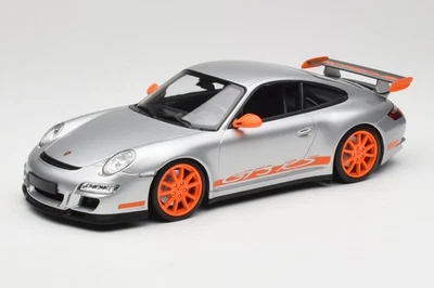 155062120 Porsche 911 997.1 GT3 RS plateado con ruedas naranjas Minichamps 1/18 Foto 1 de 4