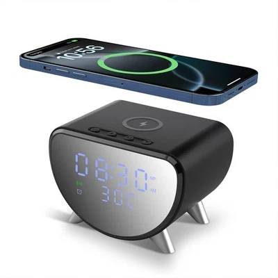 Digital Alarm Clock 15W Wireless Charger With Temperature For Office,Bedroom - Image 1 of 4