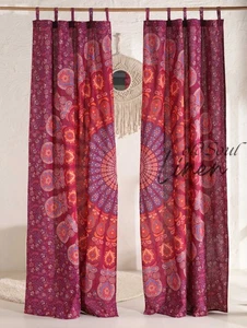 100% Cotton Indian Mandala Bohemian Curtain Panel Hippie Tapestry Window Drapes - Picture 1 of 9