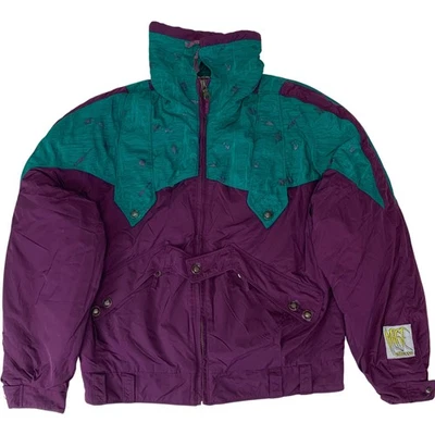 Ellesse Vintage Jacket 90s Colourblock Purple Green Sportswear Mens Large - Image 1 of 4