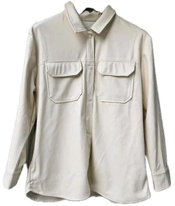 ¡NUEVO! Chaqueta Camisa STOOSH Imitación Cuero Talla XL Marfil Crema Suave Cálido Interior - Imagen 1 de 6