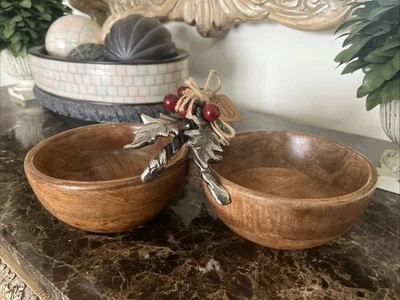 Tigela de madeira para torta de lama cabo de estanho - Imagem 1 de 4