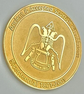 RARE 33 degree Masonic Freemason Bicentennial 1801-2001 Medal Ancient & Accepted - Picture 1 of 2