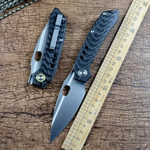 Cuchillo Plegable Exterior TWOSUN M390 Hoja Fibra de Carbono Mango Titanio TS582 - Imagen 1 de 5