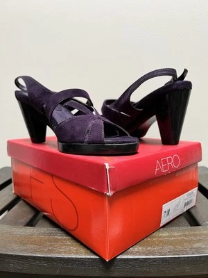 AEROSOLES | Zapatos Eventide de tacón púrpura de gamuza con tira trasera para mujer 7,5 M Foto 1 de 4