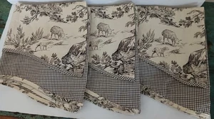 3er Set Country Gardinen gewellter Volant French Toile schwarz 15"x 50"  - Bild 1 von 12