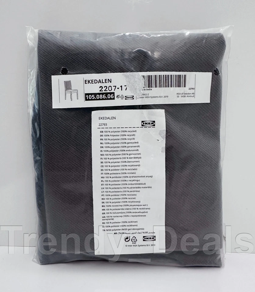 Ikea EKEDALEN Chair Cover Slipcover HAKEBO DARK GRAY 105.086.06 -