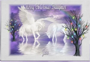 Personalisierte Weihnachtskarte Einhorn Tochter Enkelin Schwester Nichte - Bild 1 von 3