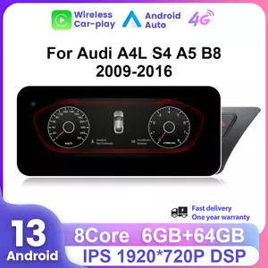 Autoradio 10,25" Android 13 CarPlay 64GB DAB+ GPS Navigatore per Audi A4/A5 2009-2016 - Foto 1 di 15