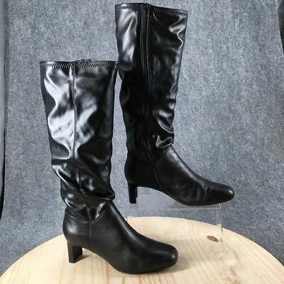 Clarks Collection Boots Womens 8.5 M Kyndall Rise Tall Knee High Black Zip Heels - Image 1 of 4