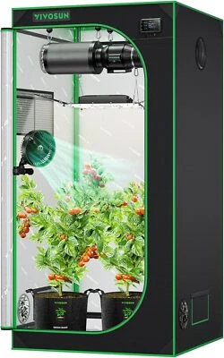 VIVOSUN Indoor Grow Tent 3'x3' Non toxic Mylar Room Reflective 36"x36"x72" - Image 1 of 4