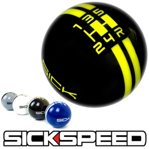 BLACK/YELLOW SICK RALLY STRIPE SHIFT KNOB SHORT THROW SELECTOR 10X1.25 S01 - Picture 1 of 1