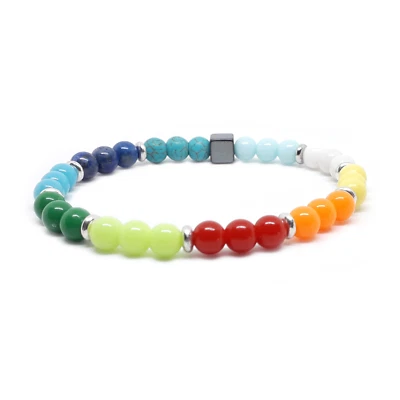 Bracciale da uomo donna in acciaio con perle perline colorato corda braccialetto - Immagine 1 di 2