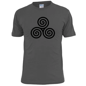 Mens Triple Spirals Triskelion Tribal Symbol T Shirt Tattoo Art Spirituality - Picture 1 of 2