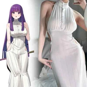 Anime Frieren: Beyond Journey's End Fern Cosplay Costume Women Sexy Knit Dress - Picture 1 of 14
