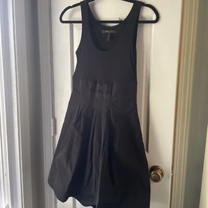 bcbg maxazria 02 Black Tank Pleated Taffeta Tulle Little Black Dress - Picture 1 of 10