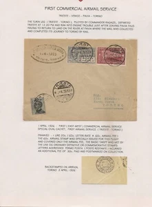 Italia 1926 Primer Vuelo Comercial Trieste-Venecia-Pavia-Torino - Imagen 1 de 2
