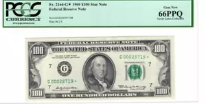 1969 $100.00 Fed Res star Note Fr. 2164-G* 66 PPQ PCGS - Picture 1 of 2