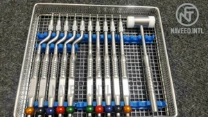 Osteotomies Sinus Lift gerade und gebogen 10 Stck. + Hammer + Kassette Zahnset - Bild 1 von 1