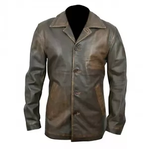 Men's Elegant Distressed Brown Motorcycle Cafe Racer Geniune Leather Coat - Picture 1 of 4