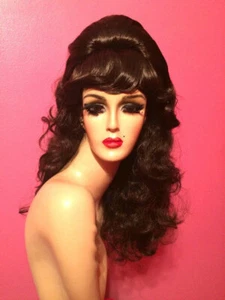 60s PRISCILLA PRESLEY BEEHIVE ELVIS Curly Long Wig! Custom Costume ALL COLORS - Picture 1 of 9