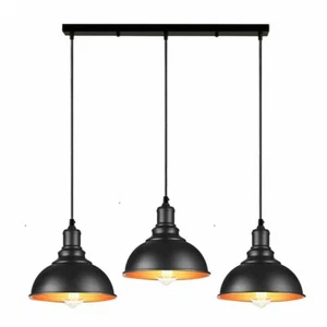 Luces Colgantes Modernas Vintage Industrial Retro 3 Cabezales Lámpara de Techo de Hierro Sombra Reino Unido - Imagen 1 de 7