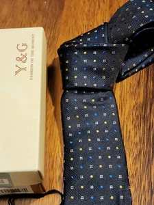 Y&G Men's Blue Skinny Silk Tie NWT - Picture 1 of 4