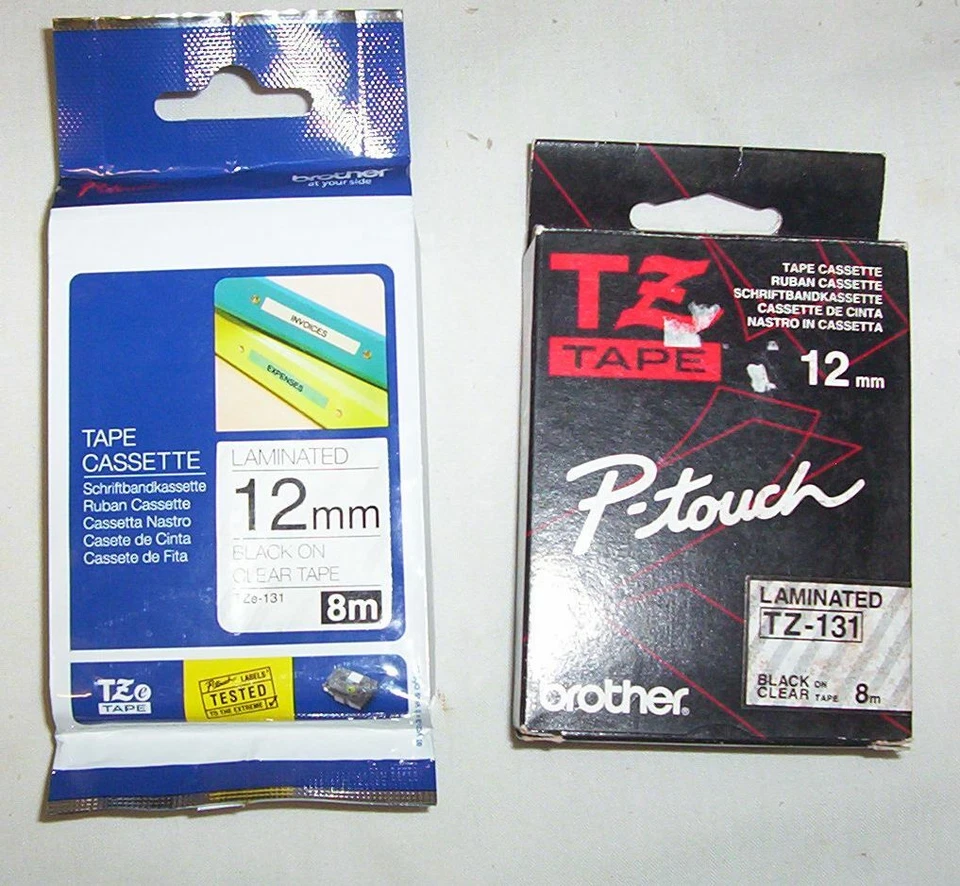 2 x Brother P-Touch TZ/TZe tapes TZ-131/TZe-131 bk/clear 12mm x 8m - image 1 of 1