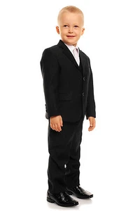 Negro 5 Piezas Niño Trajes Niños Traje de Boda Página Niño Fiesta Baile de graduación 2-12 Años - Imagen 1 de 3