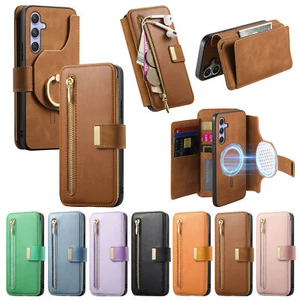 For Samsung A14 A15 A16 A54 A35 A55 Zipper Magnetic PU Leather Wallet Card Case - Picture 1 of 61