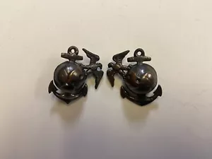 ega010p WW2 Era USMC Officer's Collar Emblems EGA Eagle Globe Anchor Pair R5B - Picture 1 of 2