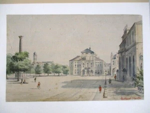 feine Zeichnung Unbekannt (19.Jhd), "Theater Stuttgart", um 1800 Romantik - Bild 1 von 11