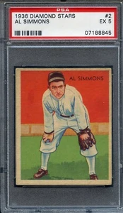 1936 Diamond Stars #2 Al Simmons PSA 5 HOF 8845 - Picture 1 of 2