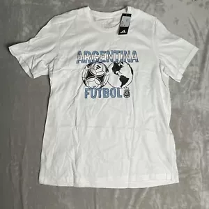 Adidas Herren Fußball Argentina World Tee Kurzarm Weiß T-Shirt Größe L Neu mit Etikett - Bild 1 von 8