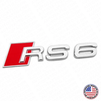 Audi RS 6 Chrome Rear Letter Tail Nameplate Trunk Emblem Badge Sport Sline - Image 1 of 4