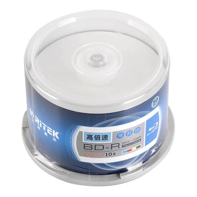 50pcs Blu-ray Blank Disc 25GB BD-R 10X White Inkjet Full Face Printable Spindle - Image 1 of 4