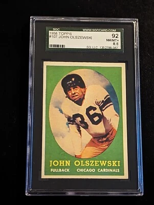 1958 Topps FB #107 John Olszewski SGC 8.5 (POP 2 None higher) - Image 1 of 2
