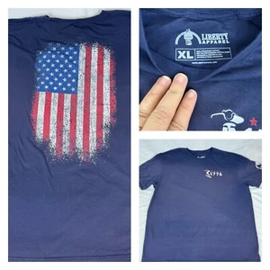 Liberty Apparel TShirt Mens XL Navy Blue Short Sleeve 1776 Flag Back - Picture 1 of 6