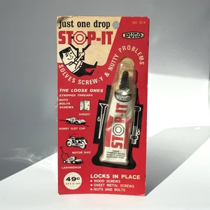 Vintage 1966 DuBro STOP-IT Schraube Gewindesicherung Compound Neu in Verpackung 3/4 Unzen – Hergestellt in den USA - Bild 1 von 2