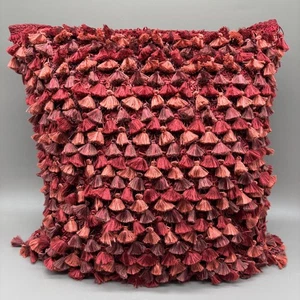 Dransfield & Ross Dekokissen Pflaume Burgund Rot Rosa Quaste Feder Dauneneinsatz - Bild 1 von 6