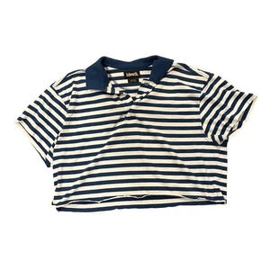Ashworth Herren blau gestreiftes Poloshirt Cropped roher Saum bequem Größe Large - Bild 1 von 4