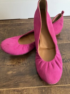 Pisos de ballet de gamuza J.Crew hechos en Italia - para mujer talla 8 - rosa fucsia intenso Foto 1 de 4
