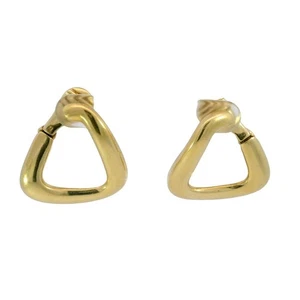 David Webb Clip On Earrings Triangular Hoops 18K Yellow Gold - Picture 1 of 9