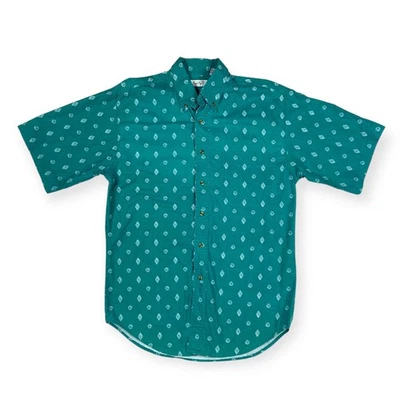 Bugle Boy Men's VTG 90's Teal Cotton Button Front Short Shirt Baggy Skate Surf M - Image 1 of 4
