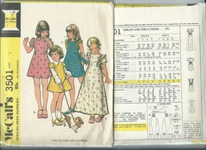 M 3501 sewing pattern 70's sweet DRESS ruffles or cap puffed sleeves girl size 7 - Picture 1 of 1