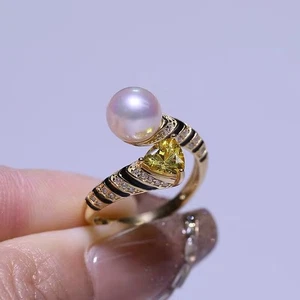 eleganter 8-9mm Südsee runder weißer Perlen Ring 925er(t0 - Bild 1 von 4