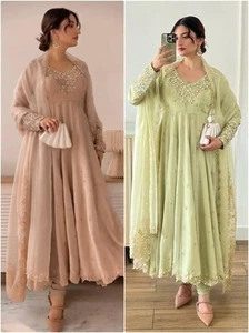 Schöne ausgestellte Partywear Kurta, Pent & Dupatta Damen Naht Top Tunika Kombi - Bild 1 von 8